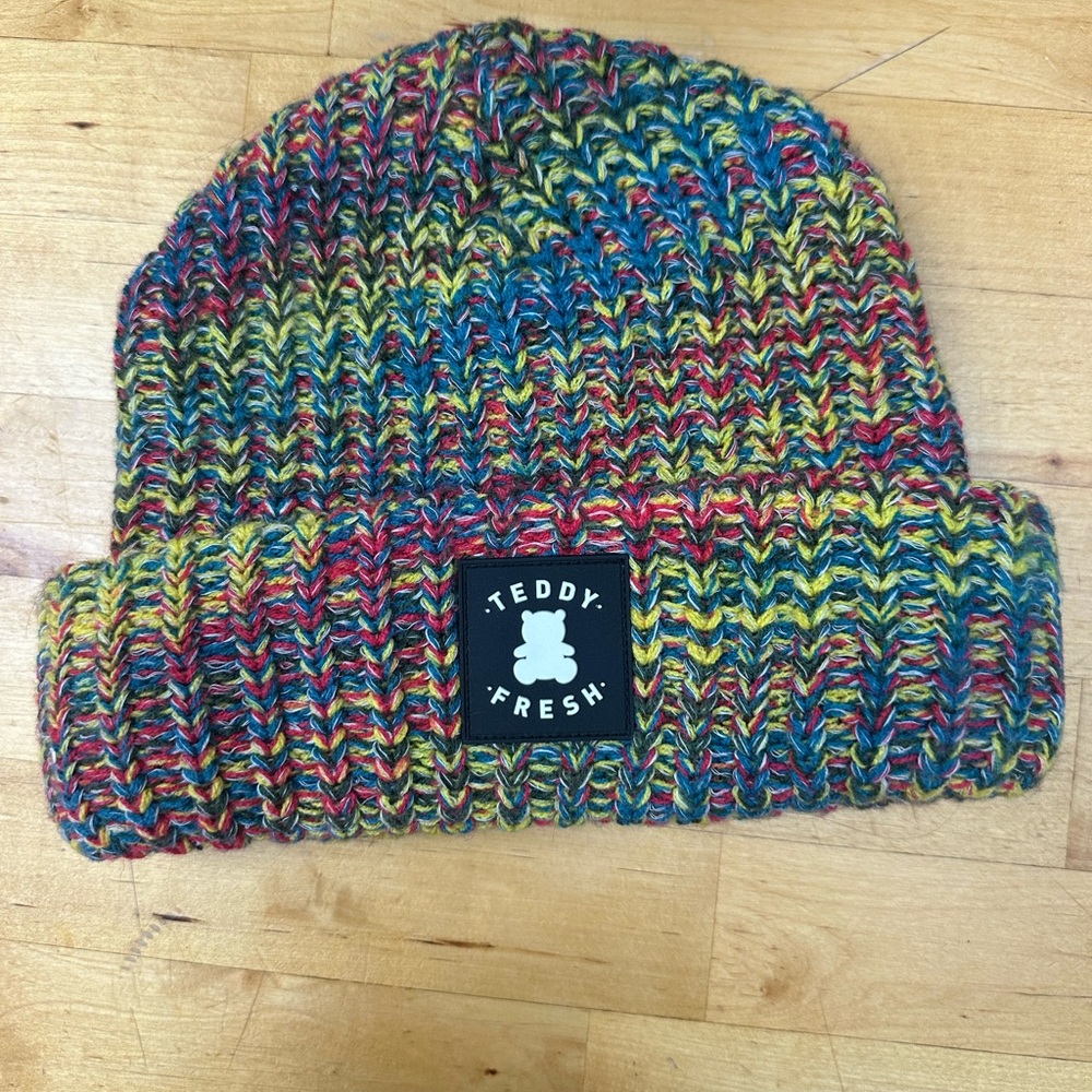 Teddy Fresh Red and Yellow Knit Beanie Hat